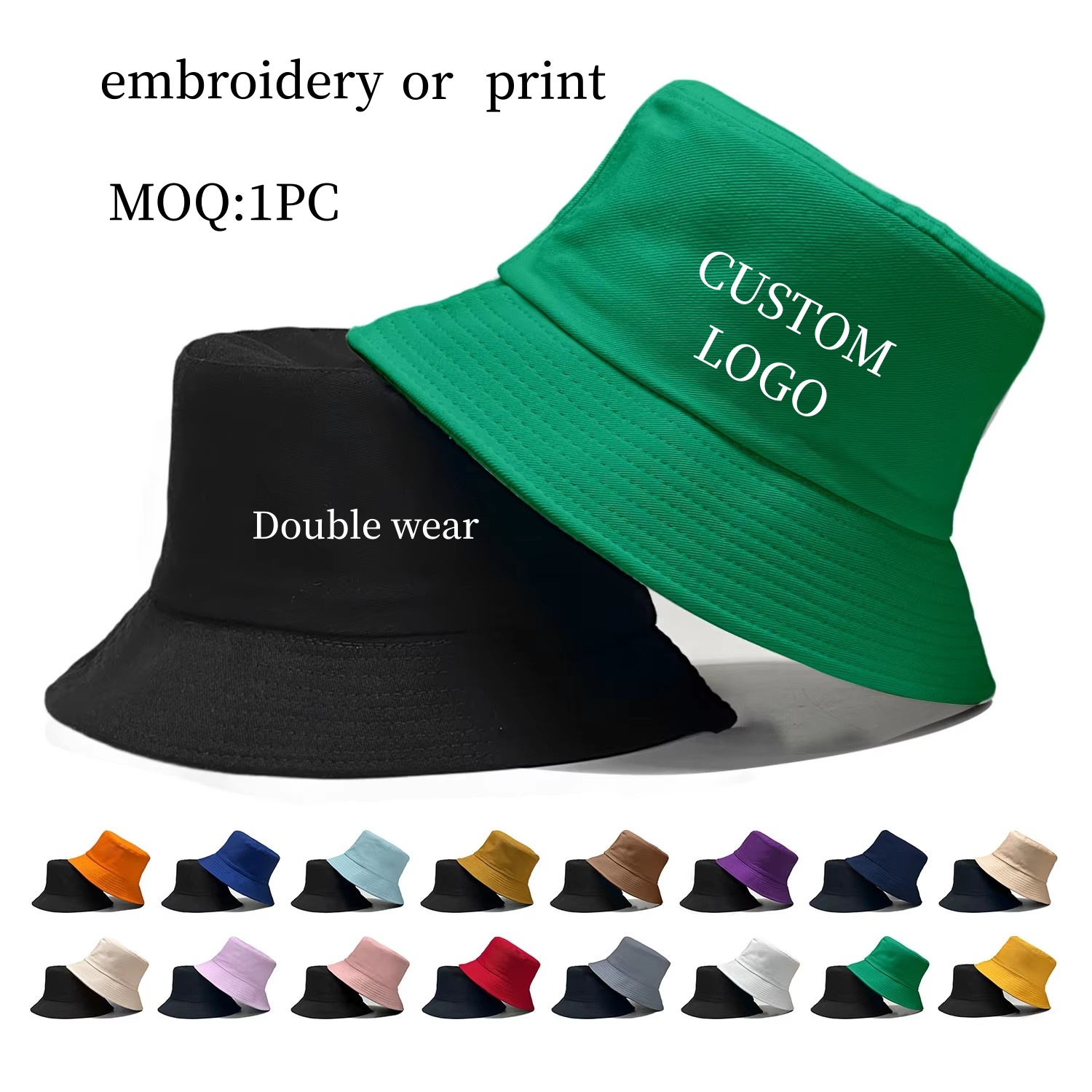 Bucket Hat Cotton - Custom Logo Double Side Fisherman Cap