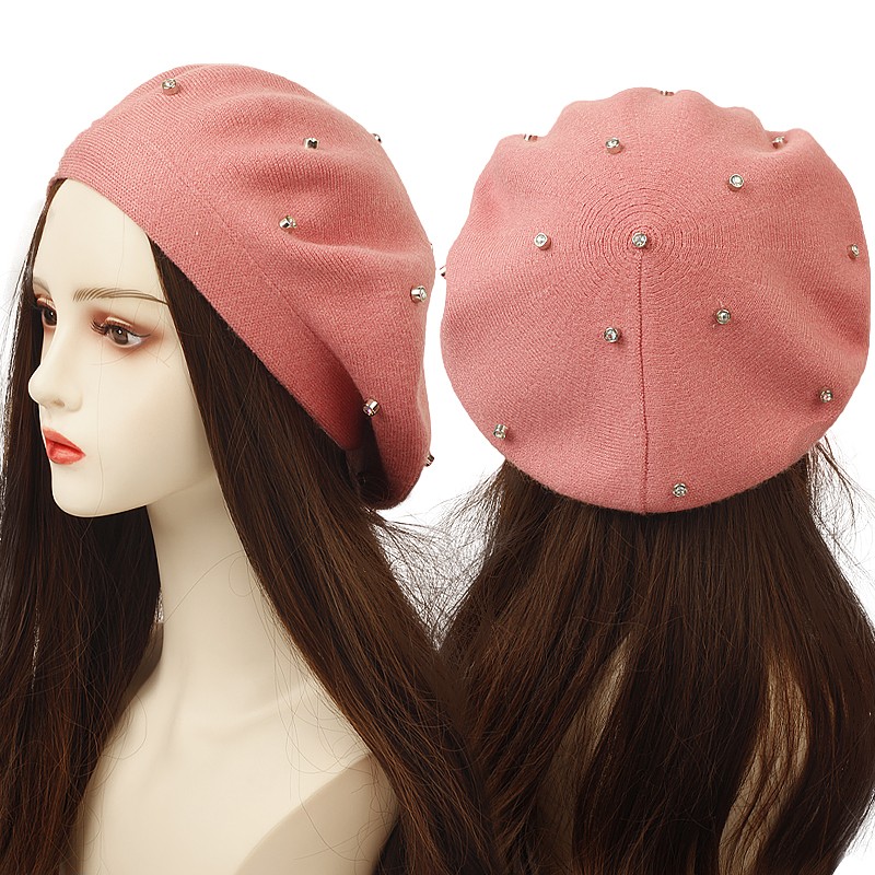 Women's Colour Rhinestones Ber - Beret French Wool review and price