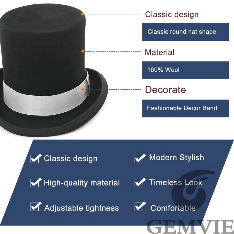 GEMVIE 17cm 100% Wool Felt Top - Fedora Hat Wool review and price