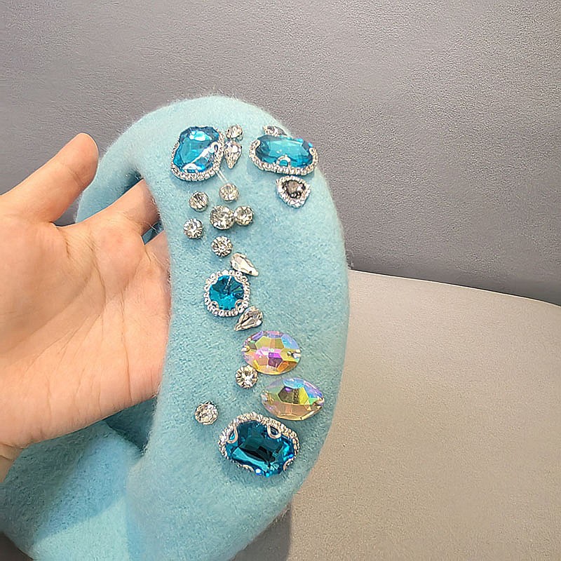 French Beret Thick Rhinestone  - Beret French Wool review and price