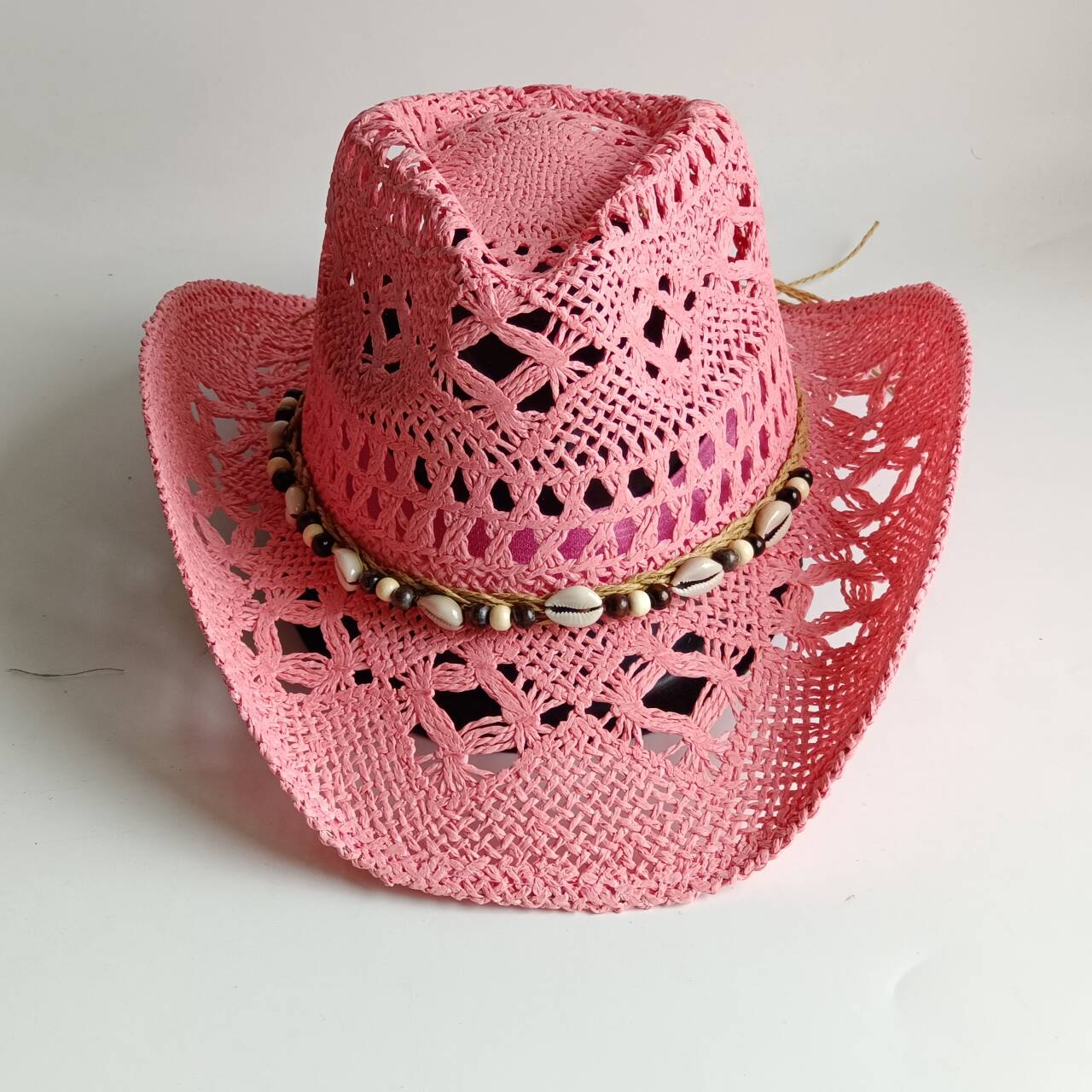 Pink Cowboy straw hat  hollow  - Cowboy Hat Straw review and price