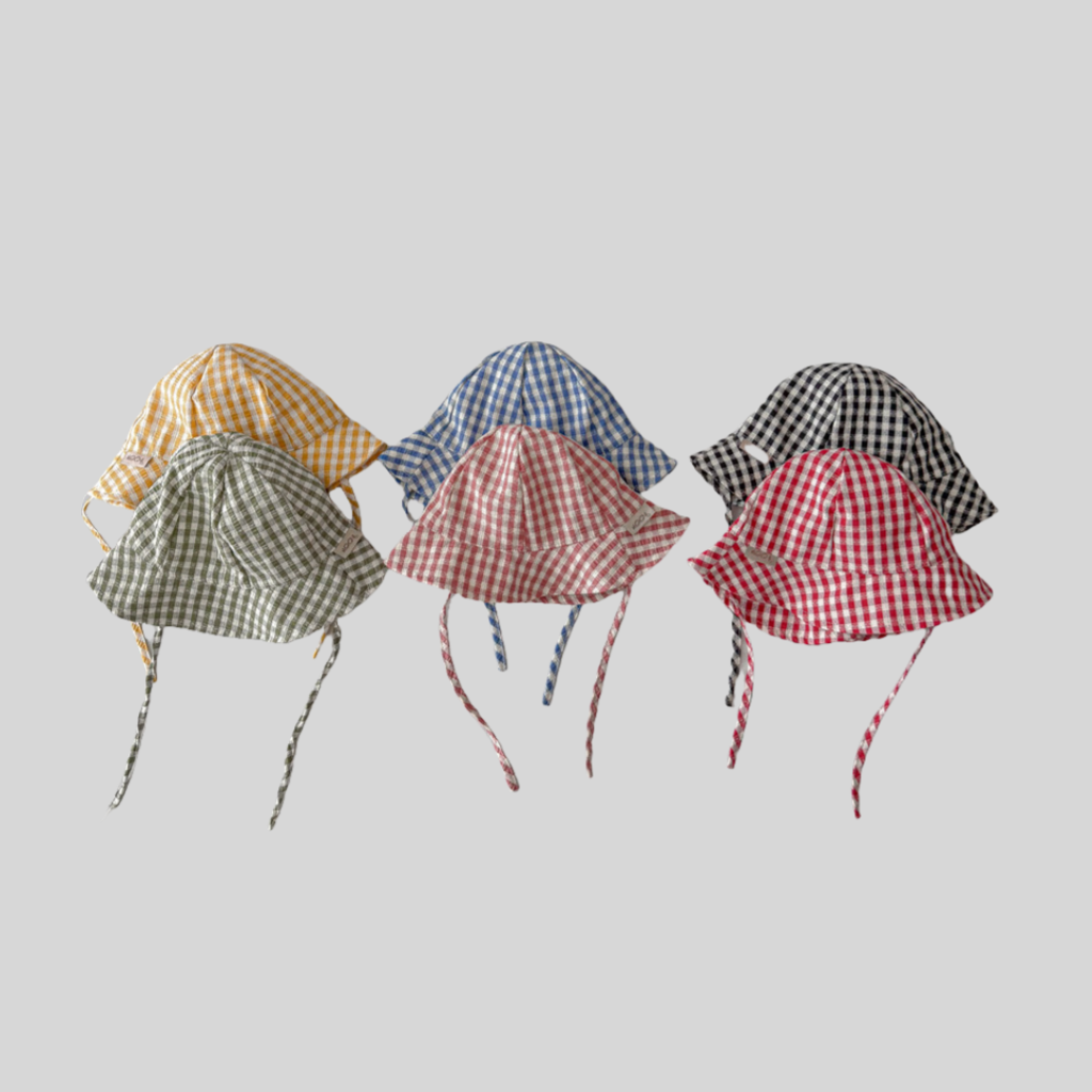 Ins Style Plaid Baby Bucket Ha - Sun Hat Wide Brim review and price